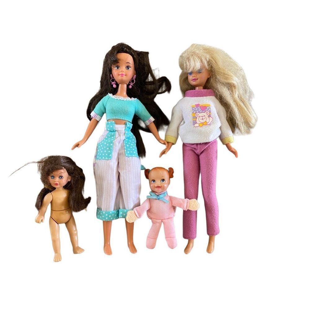 Lot of 4 Mattel Vintage Barbie Dolls Teeny Tiny Tumbles Doll